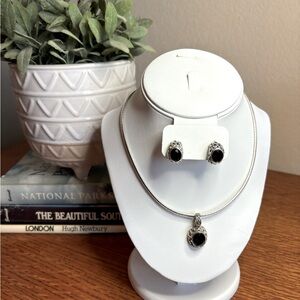 Vintage Premier Designs Silver Onyx Set